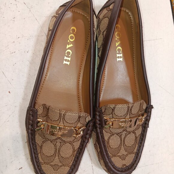 Coach Women's Felisha Signature Brown Canvas Loafers Shoes Size 7.5B US - Picture 1 of 4